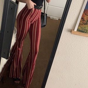 Red Striped flared pants